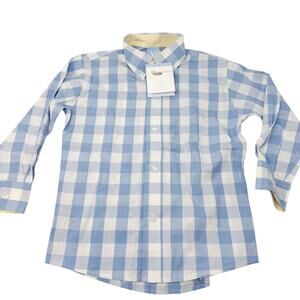 Bella Bliss Boys 4 Blue White Skye Check Chapman Button Down Shirt Long Sleeve